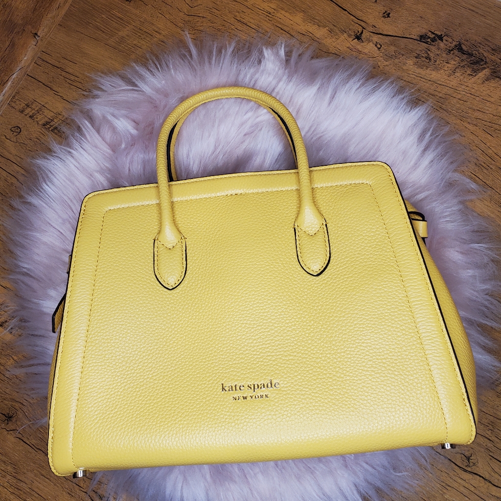 Nwt Knott Pebbled Leather Morning Yellow Crossbody Medium Satchel